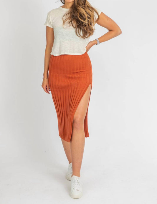 SUGAR ALMOND SLIT KNIT MIDI