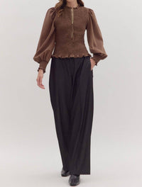 Entro - Long Sleeve Smocked Top