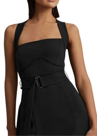 Reiss Nylah Cross Back Bodycon Midi Dress in black - women's dress - alternate view