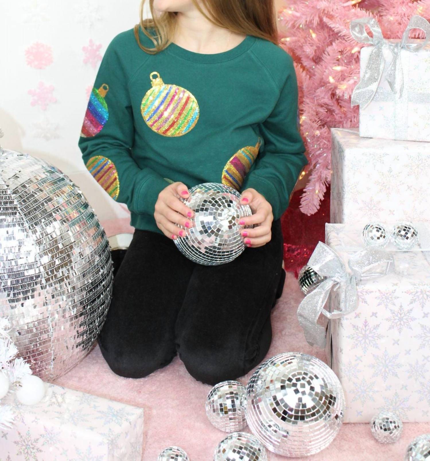 Paper Flower - Girls Sequin Ornament Cropped Sweatshirt