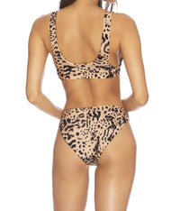 Beach Riot Chelsea Bottom in peach leopard - women's swimwear - alternate view
