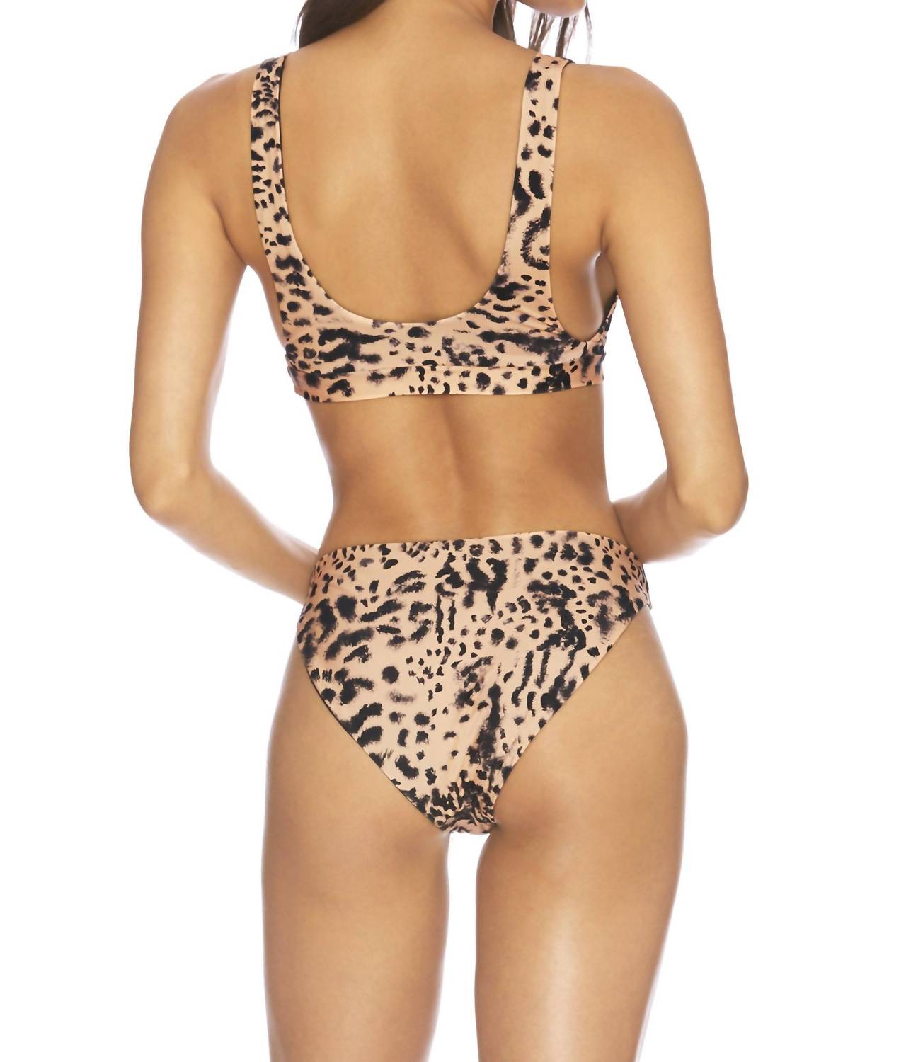 Beach Riot Chelsea Bottom in peach leopard - women's swimwear - alternate view