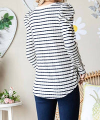 7Th Ray - Striped Long Puff Sleeve Top