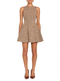 Amanda Uprichard Kyla Mini Dress in camel - women's dress - detail view