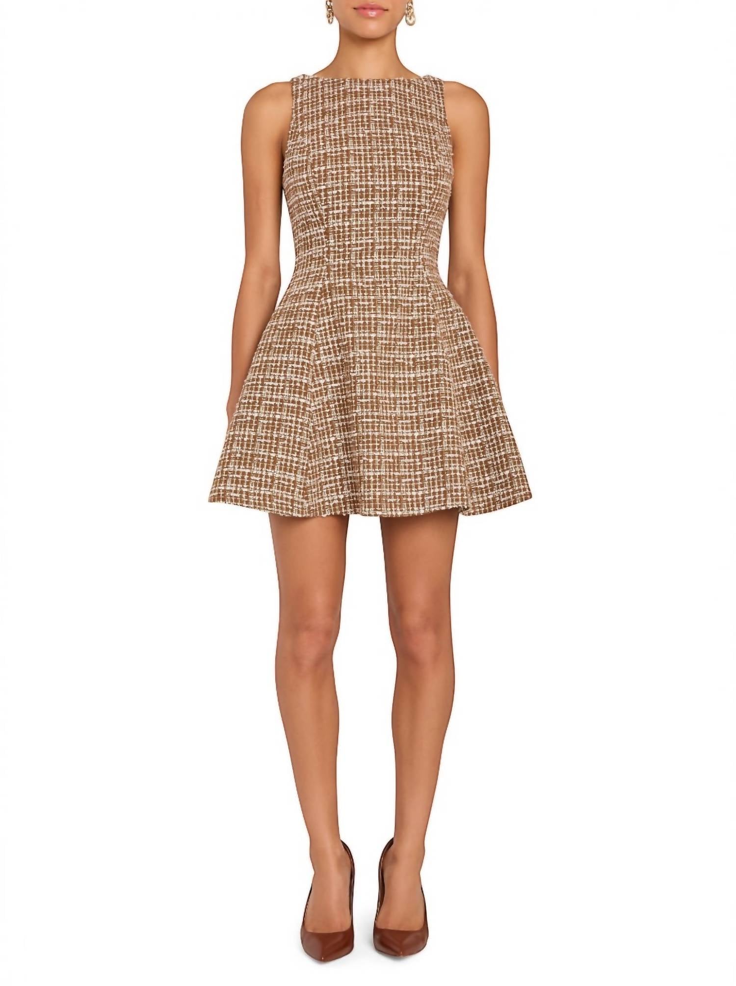Amanda Uprichard Kyla Mini Dress in camel - women's dress - detail view