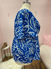 Plus Size Square Neck Print