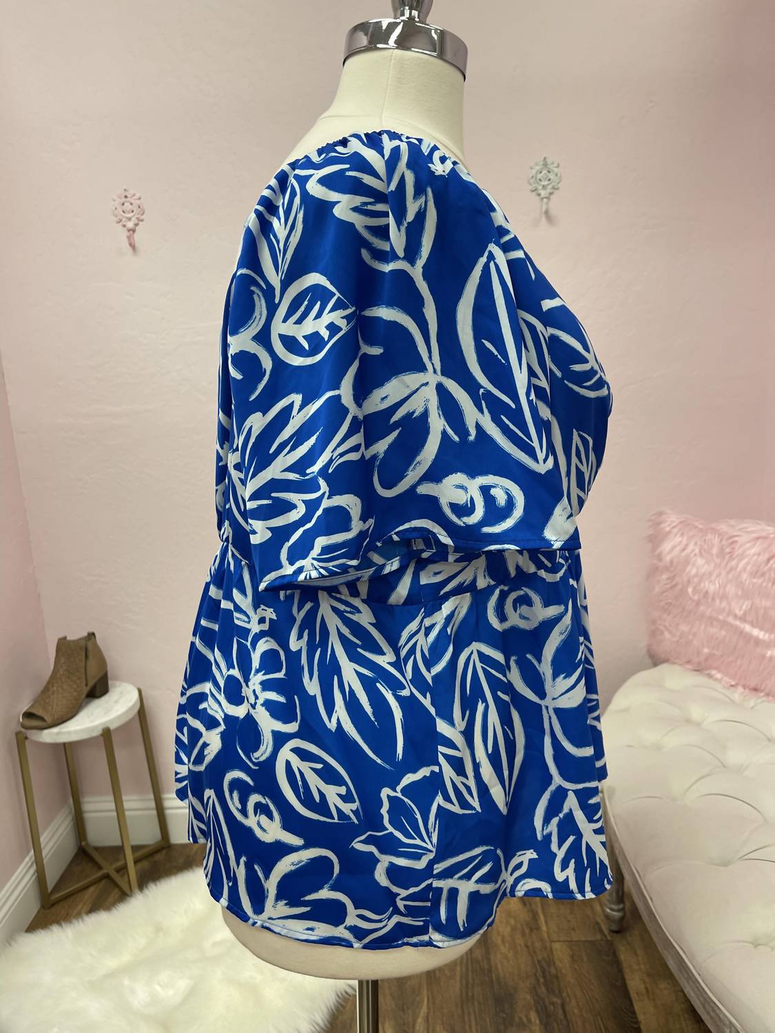 Plus Size Square Neck Print