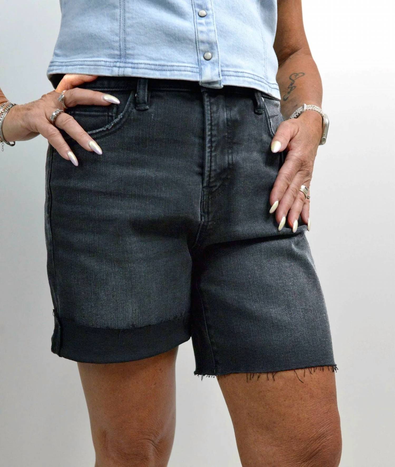 Risen - Raw Hem Tummy Control Shorts