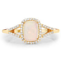 Diana M Jewels Women's Cushion Natural Ethiopian Opal Fashion Ring (0.54 Ct) - Delicate in 14k yellow gold - women's jewelry
