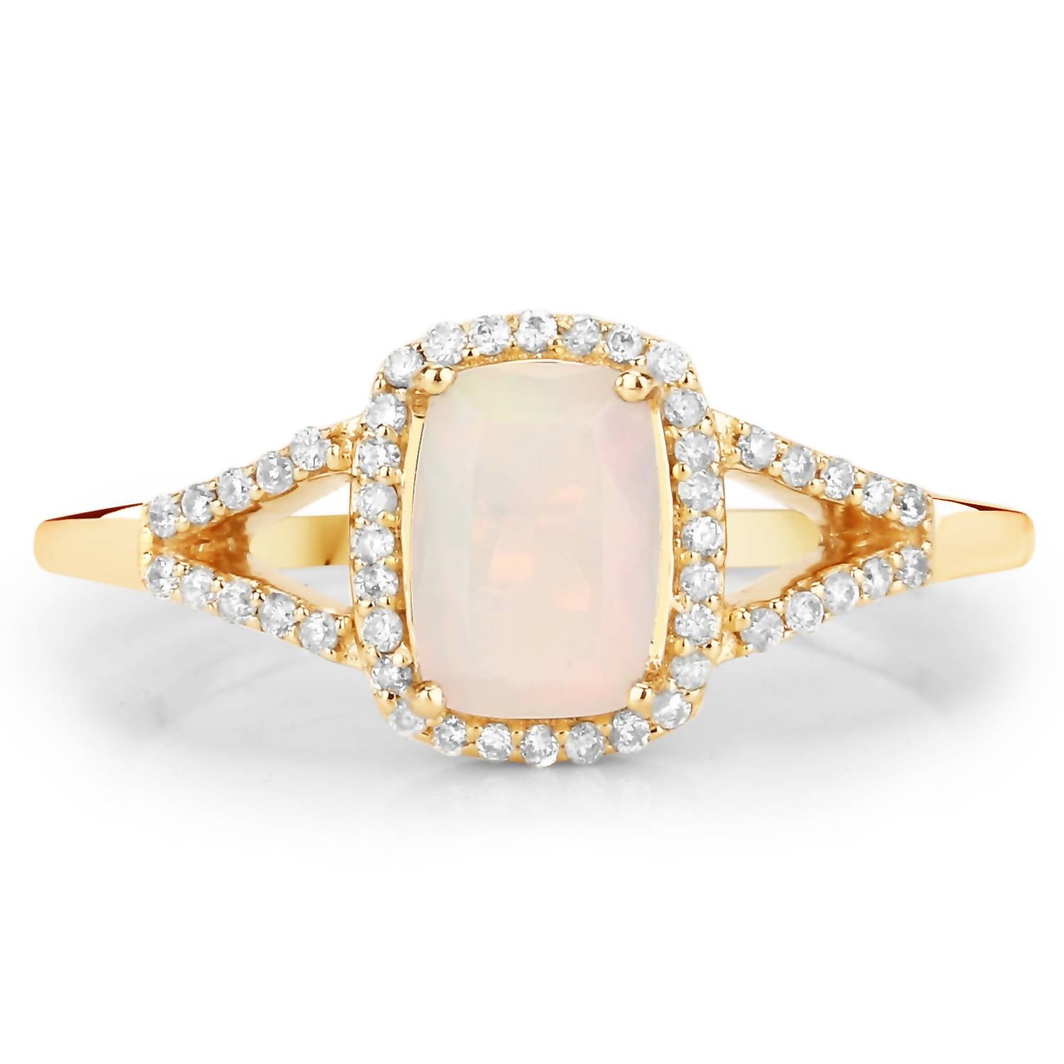 Diana M Jewels Women's Cushion Natural Ethiopian Opal Fashion Ring (0.54 Ct) - Delicate in 14k yellow gold - women's jewelry