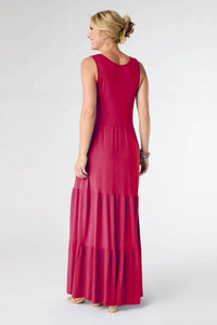 COCO + CARMEN Janie Solid Tiered Maxi Dress in bright rose - women's dress - alternate view