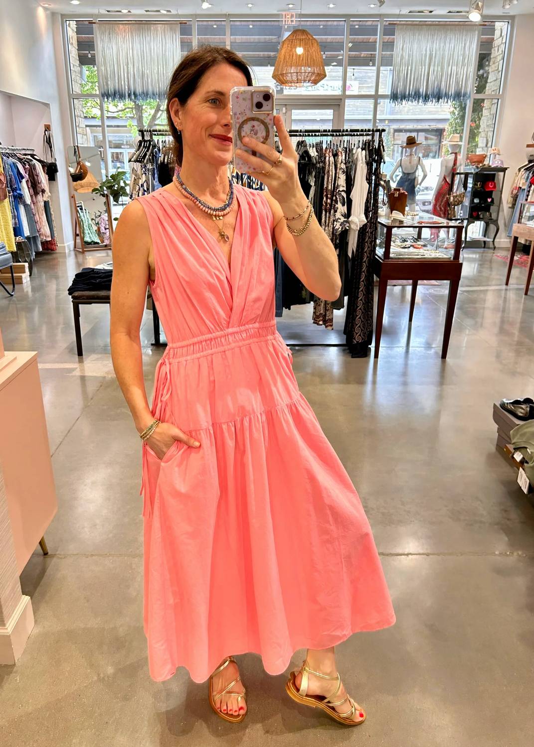 XIRENA Meri Dress in hot coral - women's dress - alternate view