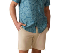Faherty Short Sleeve Breeze Shirt in stormy sea floral - men's shirt - detail view