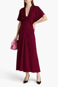 Victoria Beckham - Draped V Neck Midi Dress