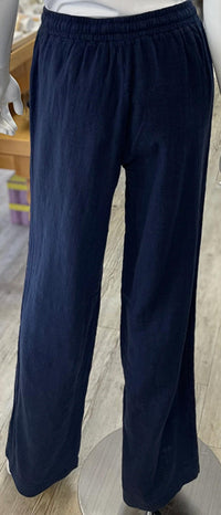 bobi Women's Wide Leg Tie Waist Pant in seaside - women's pants - detail view