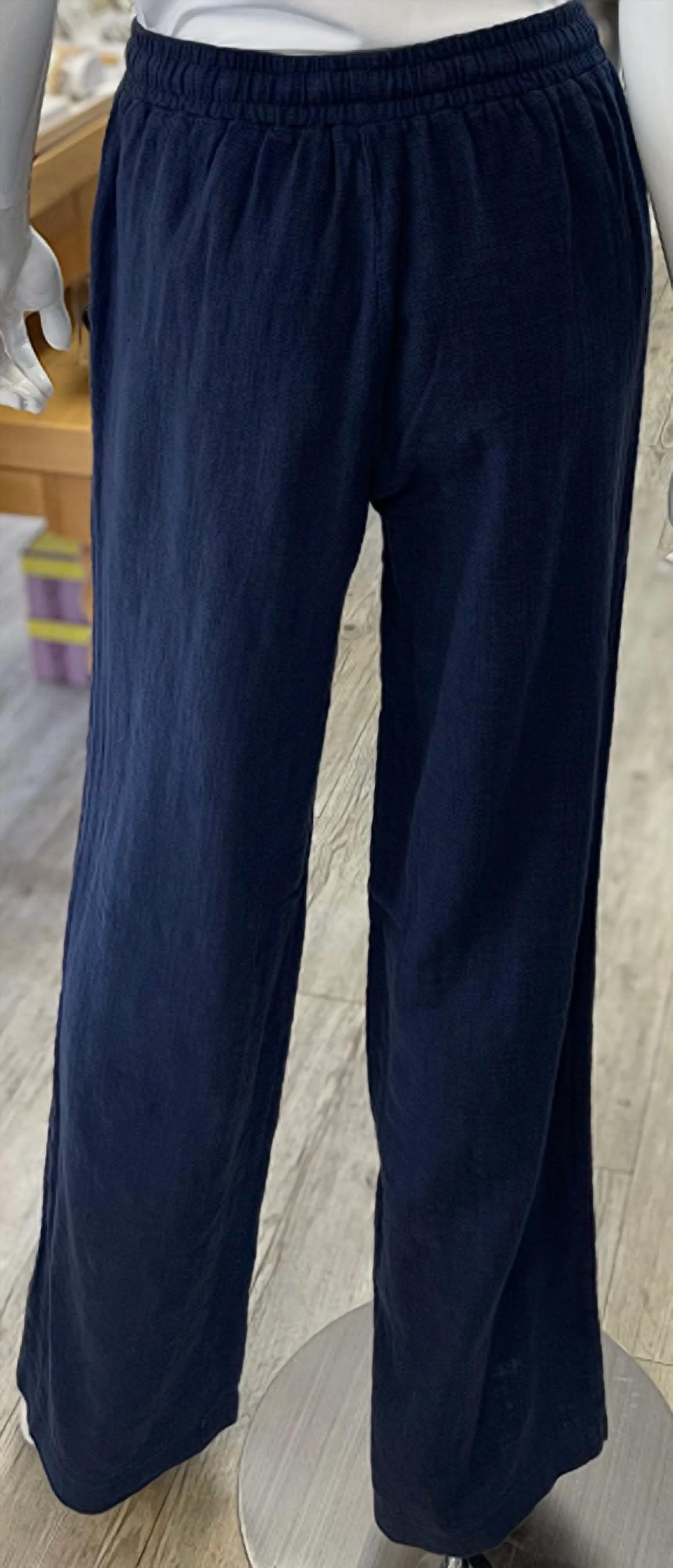 bobi Women's Wide Leg Tie Waist Pant in seaside - women's pants - detail view