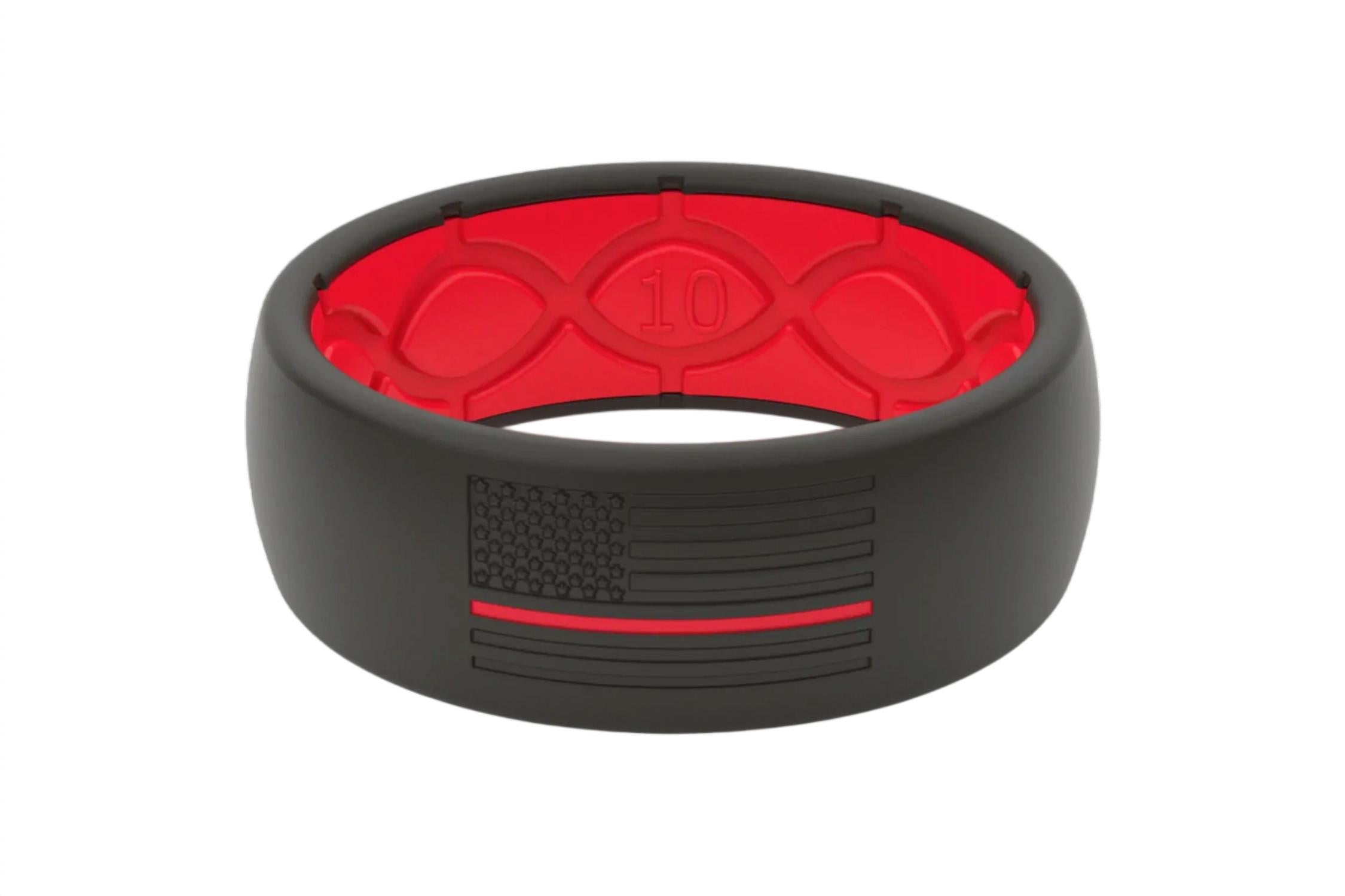 Groove Life - Men's Hero Firefighter Flag Silicone Ring