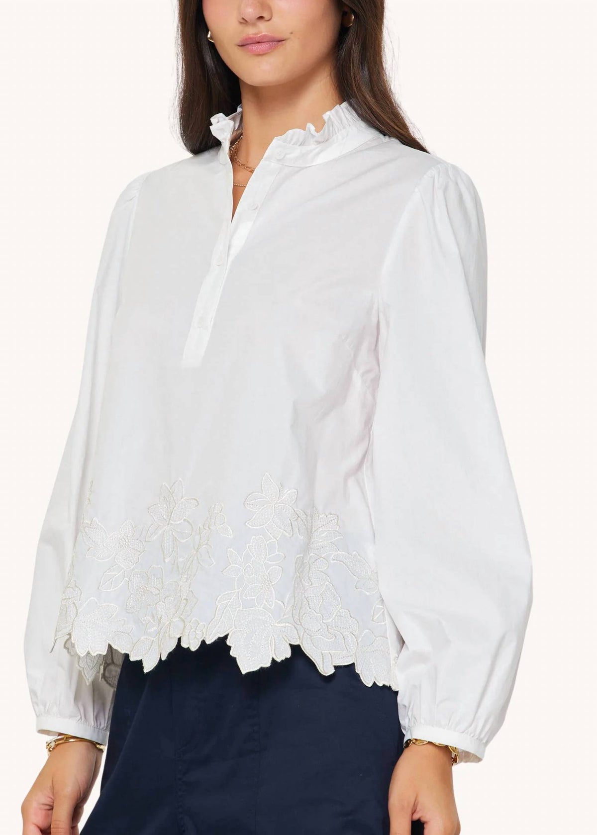 Current Air - Embroidered Border Blouse