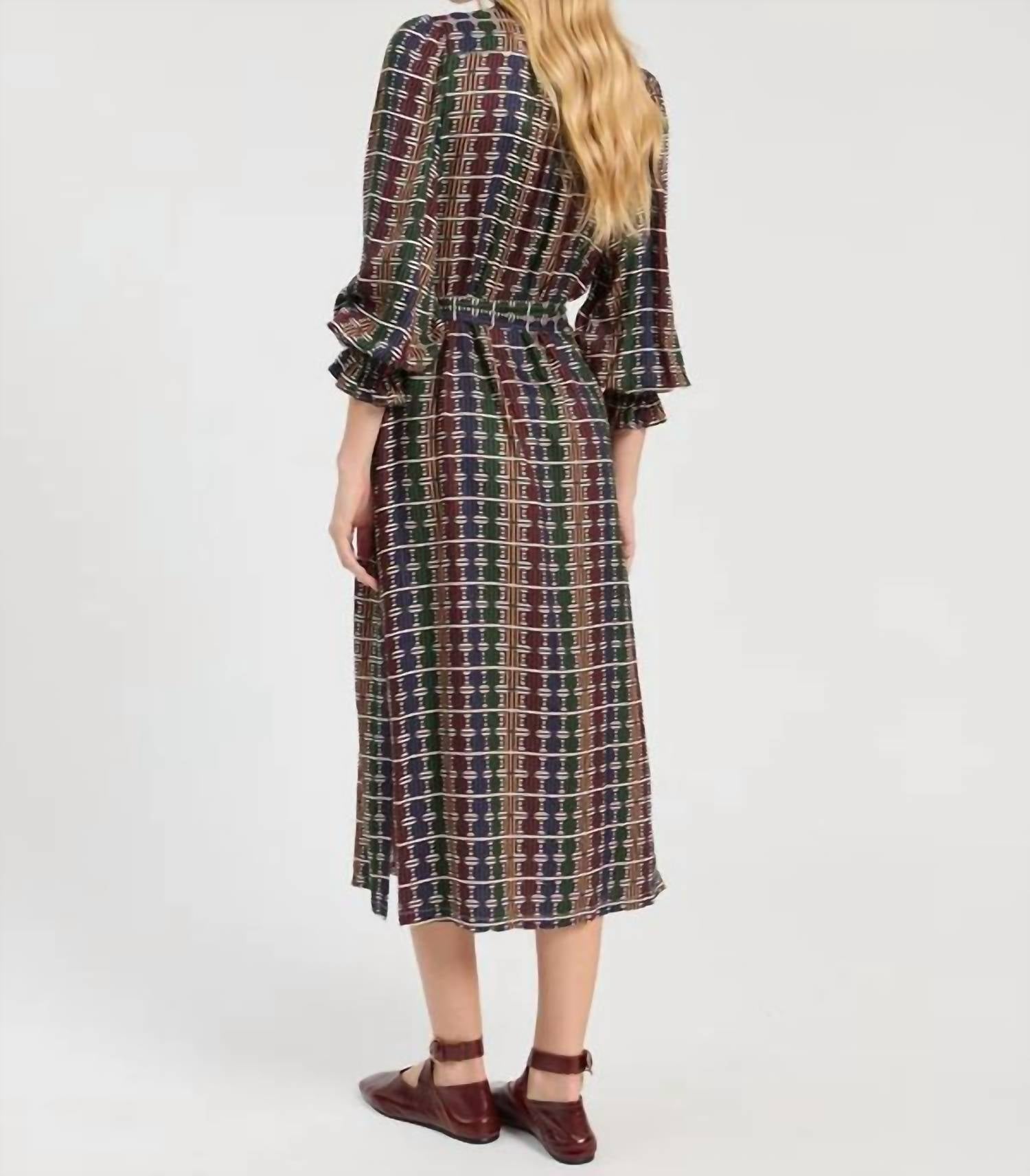 Vilagallo - Geo Circle Stripe Midi Dress