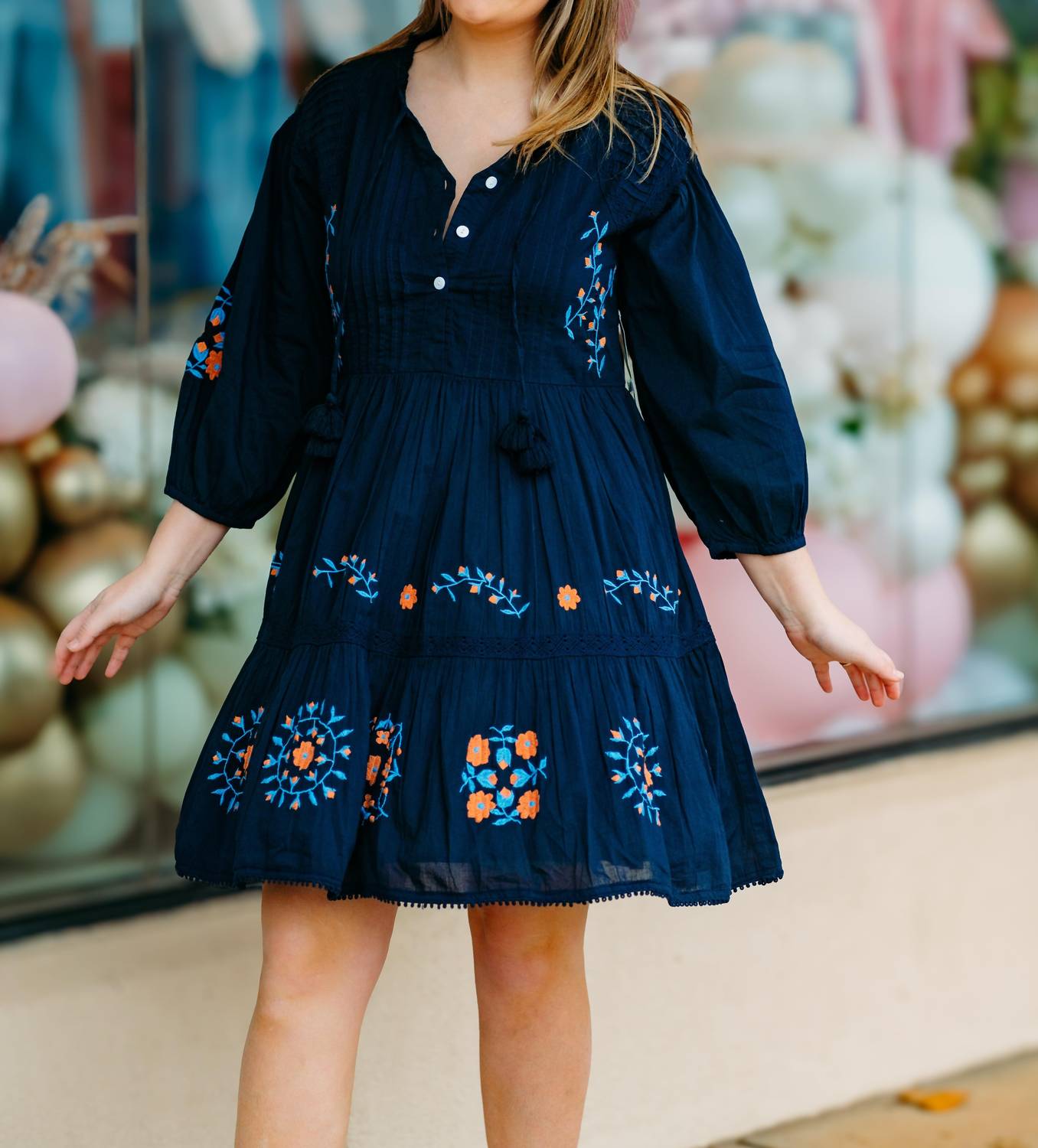 Karen Kane - Embroidered Lace Trim Dress