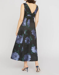 Kay Unger Mia Tea Length Dress in black - women's dress - detail view