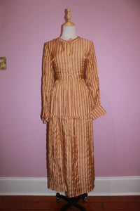 TCEC Women's Striped Button Up Maxi Dress in taupe - women's dress