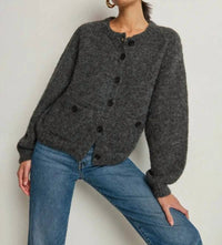 Nation LTD Tessa Cardigan in heather charcoal - women's cardigan - alternate view