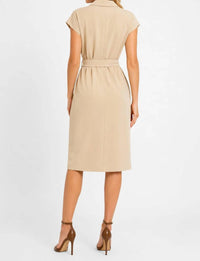 Maggy London - Collared Split Neck Midi Dress