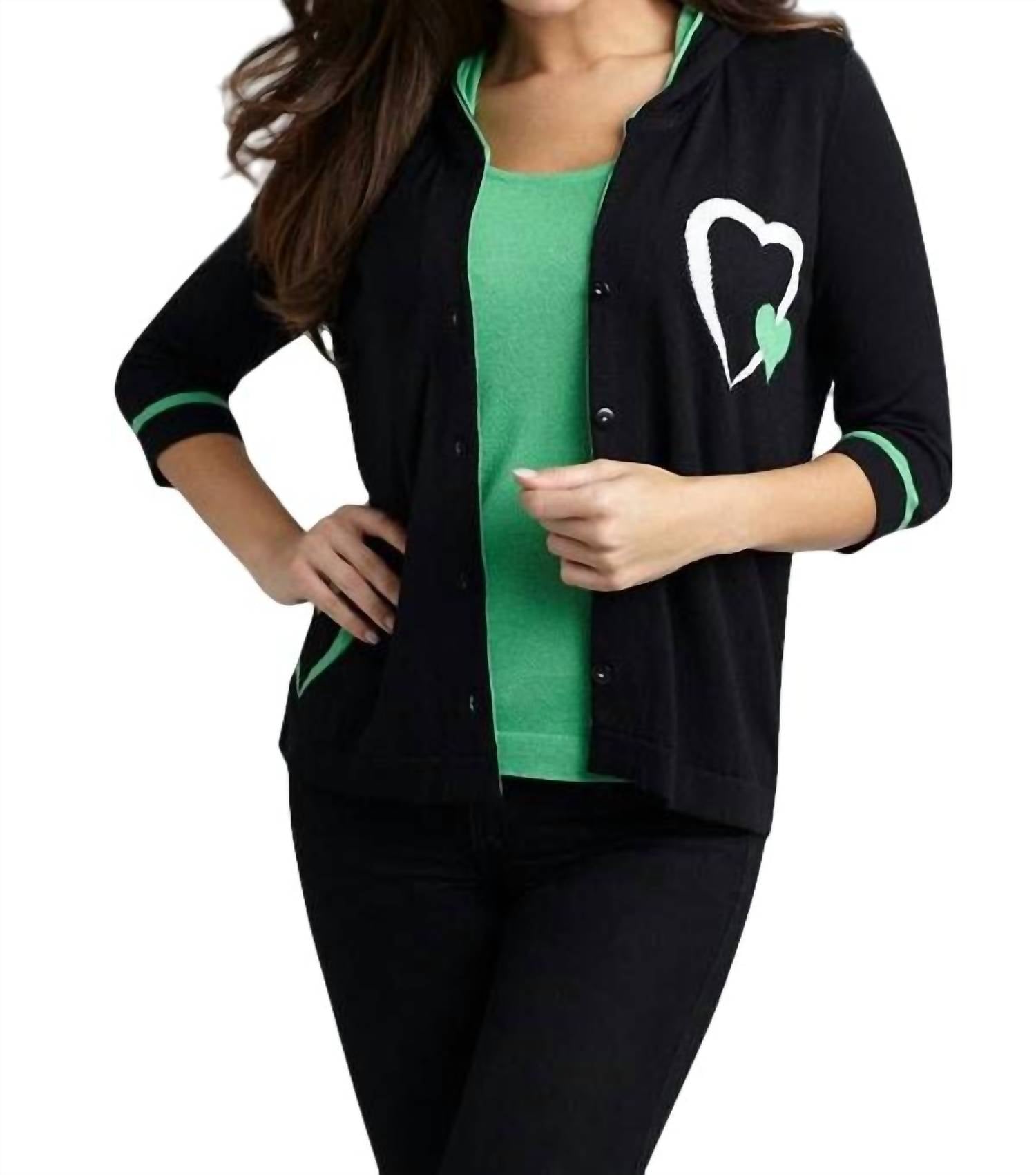 Double Heart Hooded Cardigan