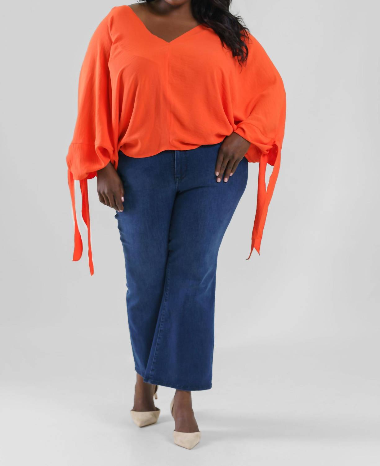 Adriana Contreras - Oversized Tie Sleeve Blouse - Plus