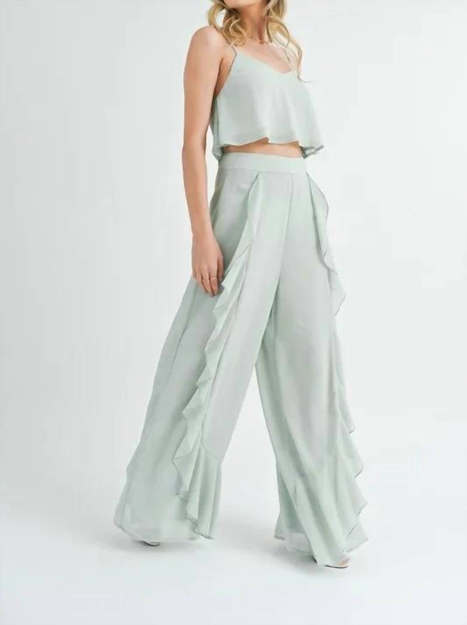 Mable - Lucinda Ruffle Wide Leg Pant