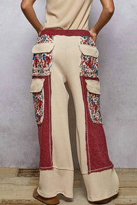 Pol - Contrast Thermal Knit Patchwork Pants