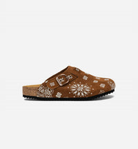 Bravest Studios Women's Paisley Mules Slip-on Casual Leather Clogs in brown - women's shoe