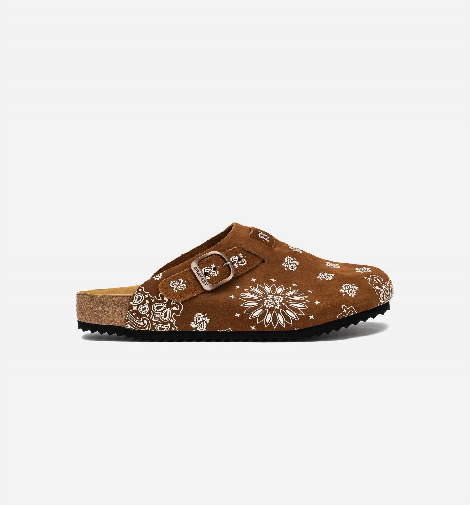 Bravest Studios Women's Paisley Mules Slip-on Casual Leather Clogs in brown - women's shoe