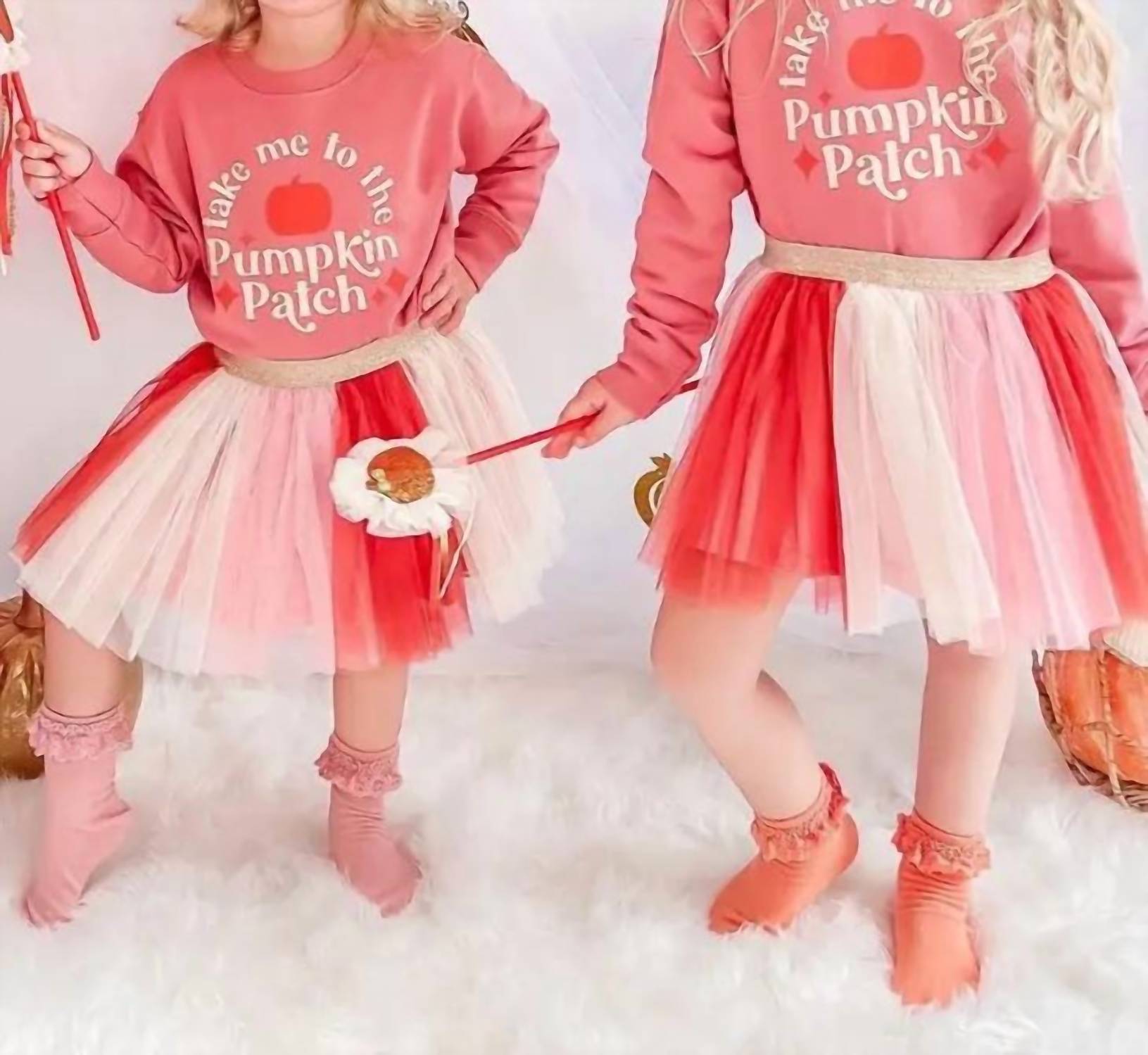 SWEET wink Take Me To The Pumpkin Patch Sweatshirt in pink - kids' shirt - detail view