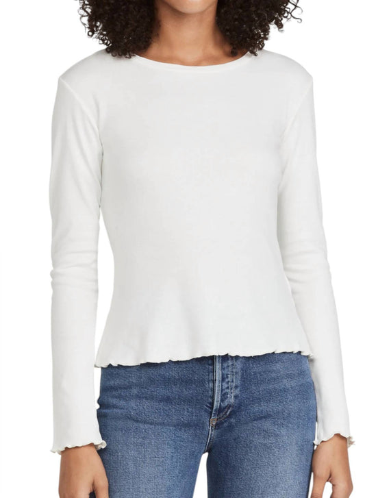 Something Navy - Long Sleeve Lettuce Edge Top