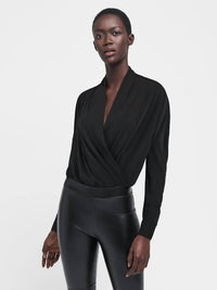Wolford Shannon V-neck Bodysuit in black - women's shirt - alternate view