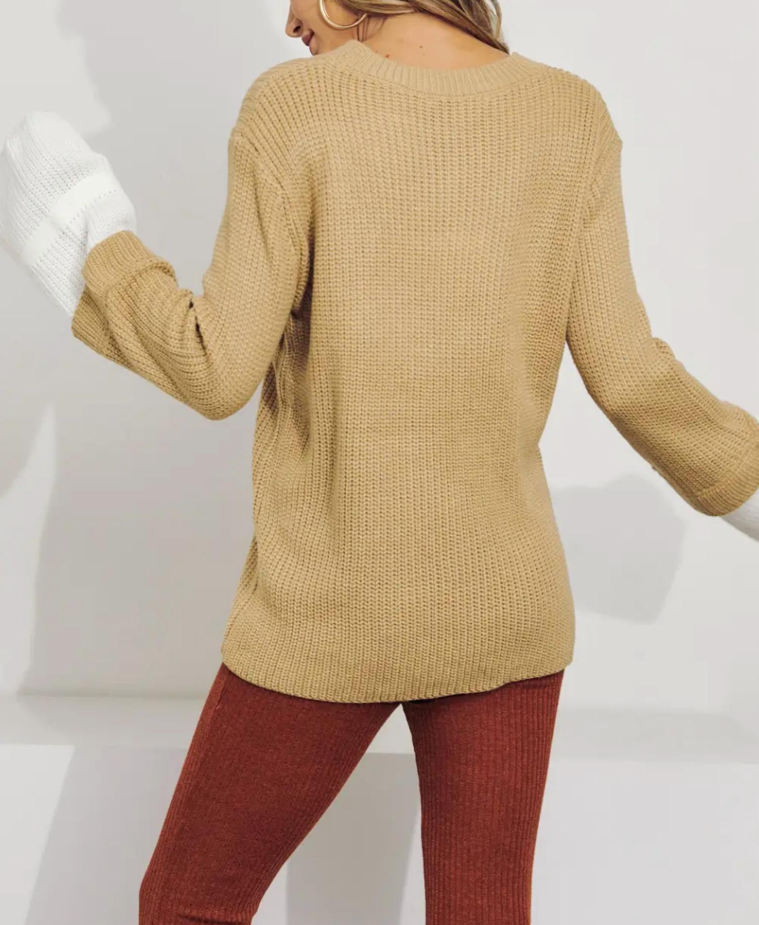 LAYERED SLEEVE KNIT SWEATER