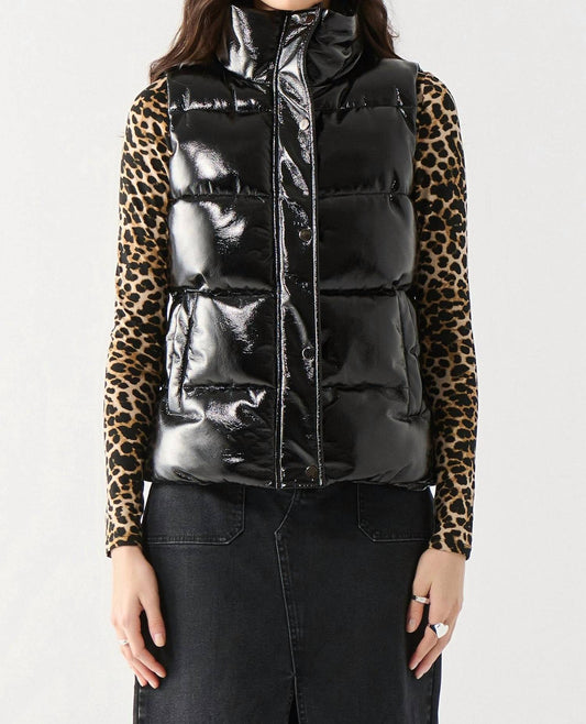 Dex - Faux Leather Puffer Vest