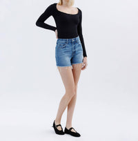 Vervet By Flying Monkey - Rebecca Raw Hem Denim Shorts