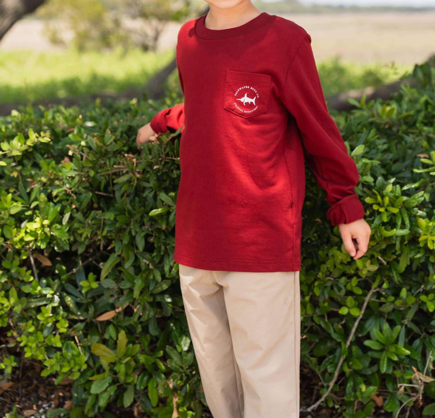 Saltwater Boys Co. Black Lab Tee in maroon - kids' shirt