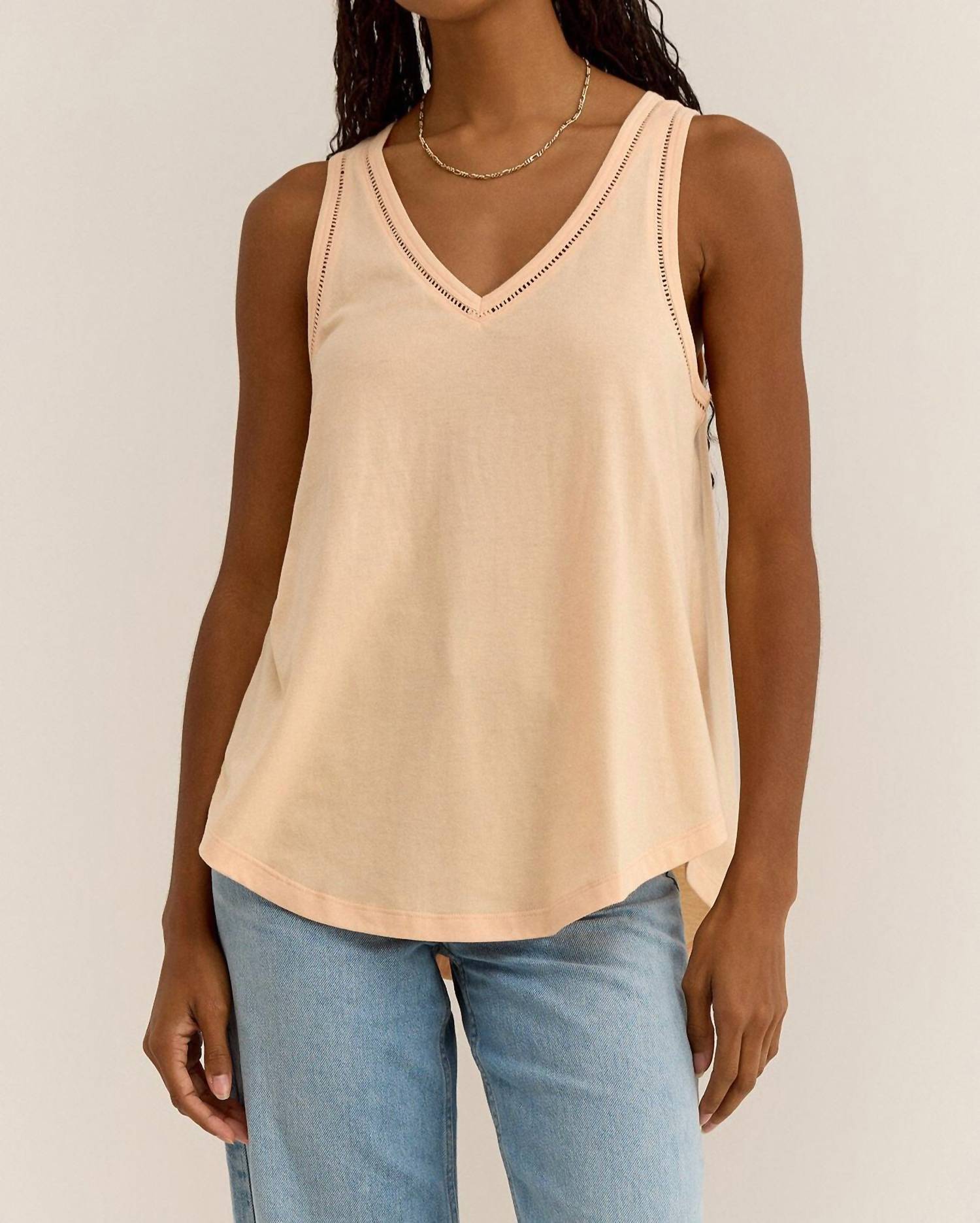 Z Supply Vagabond Lace Trim Tank Top in grapefruit - women's tank top