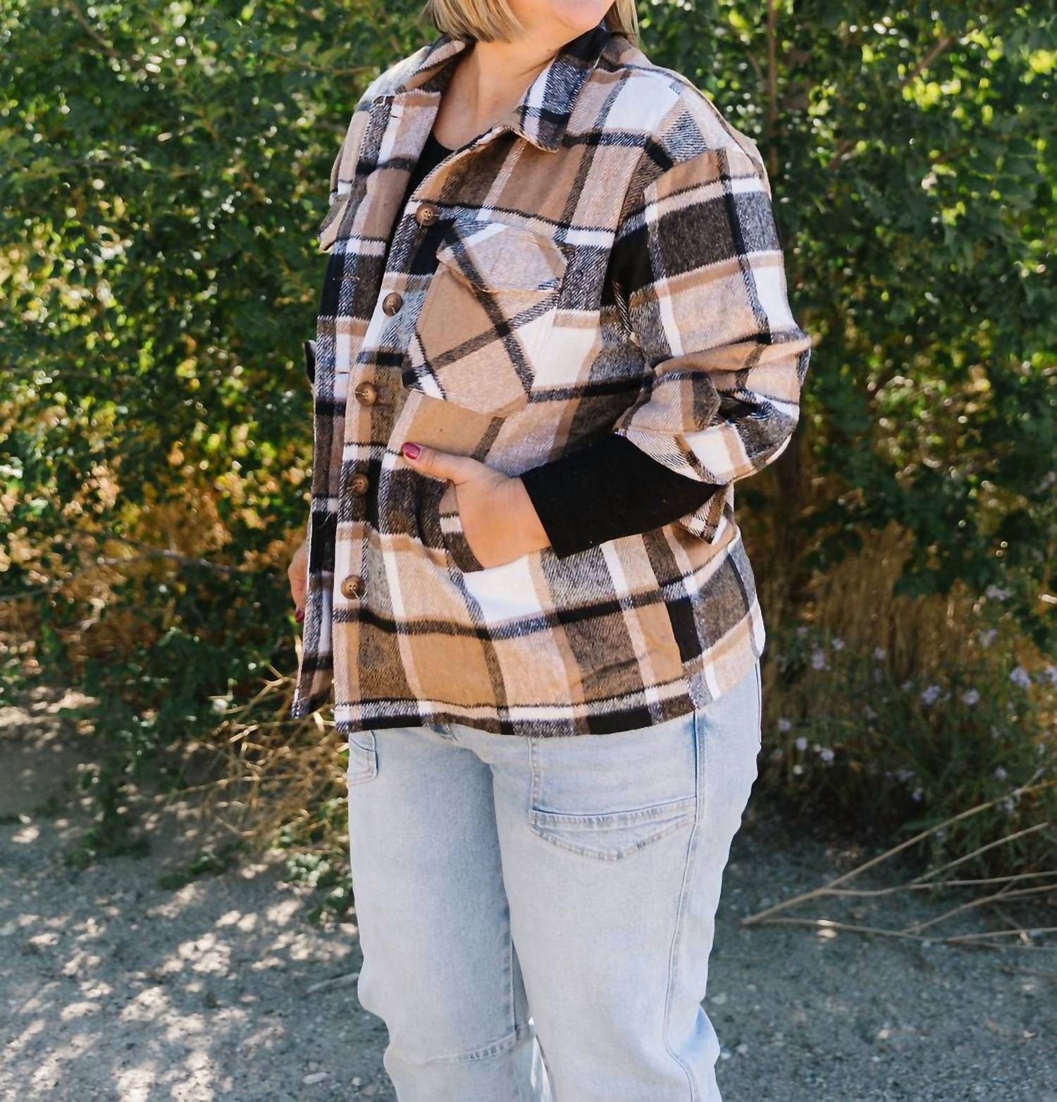 Sweet Generis Crystal Shacket in brown - women's jacket - view 6