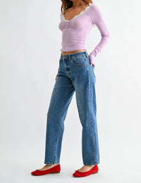 Just Black Denim - Bowed Straight Leg Jean