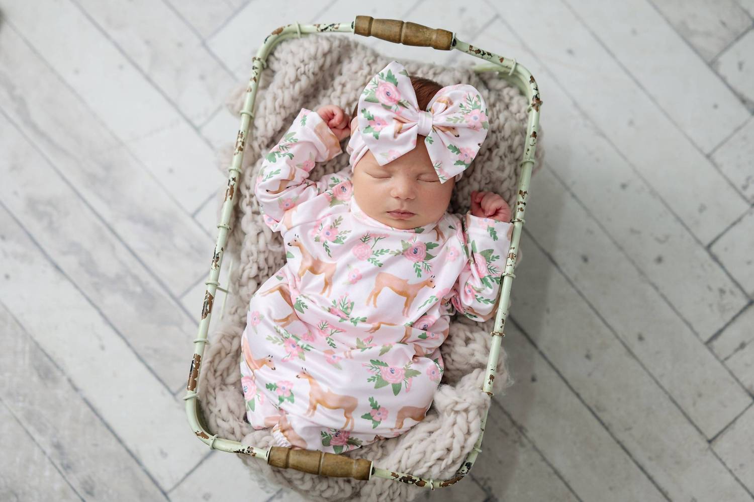 Adorable Sweetness - Infant Girls Cowgirl Baby Gown Set With Bow
