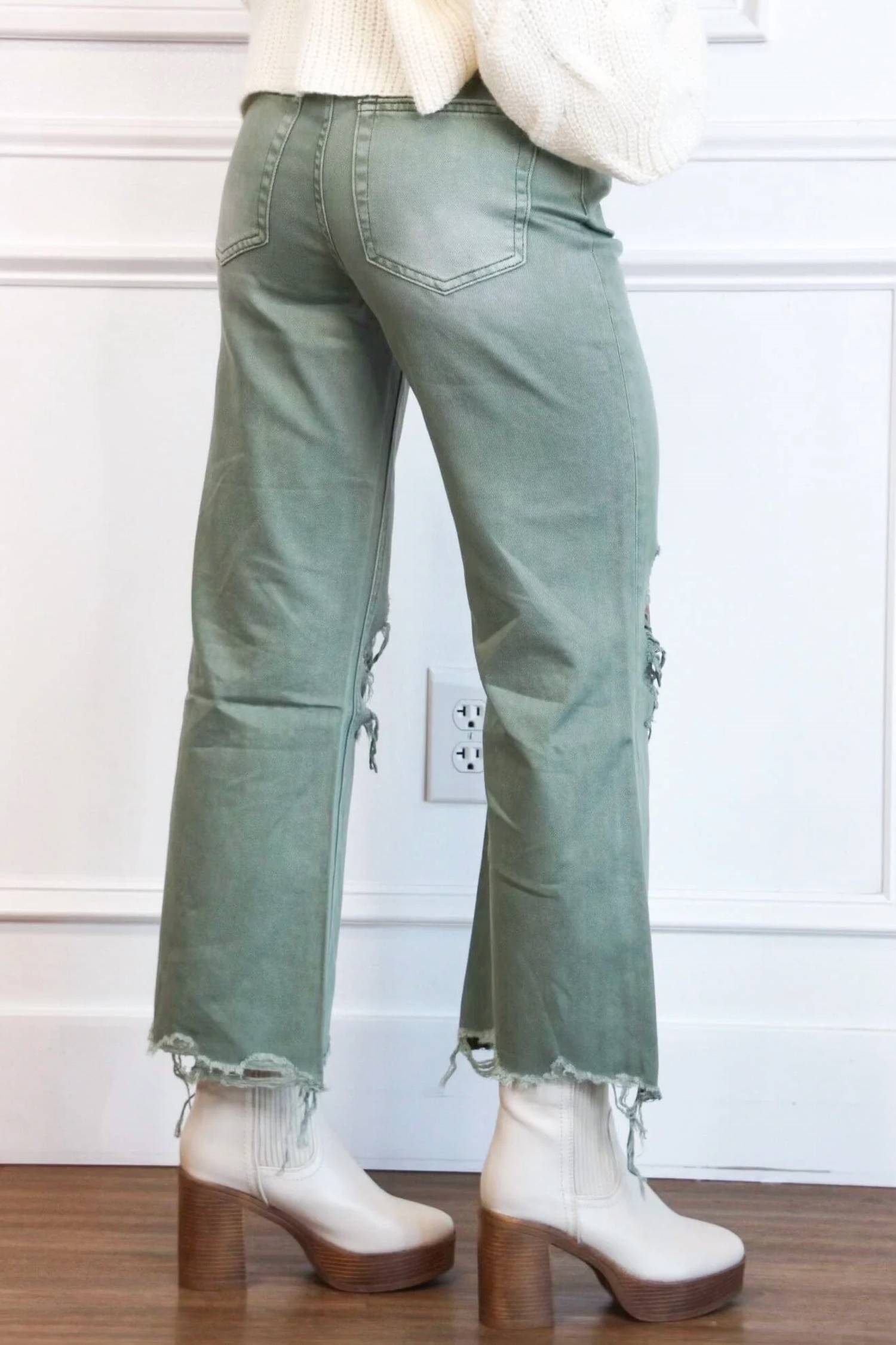 Vervet By Flying Monkey - Leslie Distressed High Waisted Crop Flare Jeans