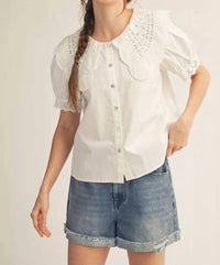 Jodifl - Women's Vintage Darling Lace Collar Top