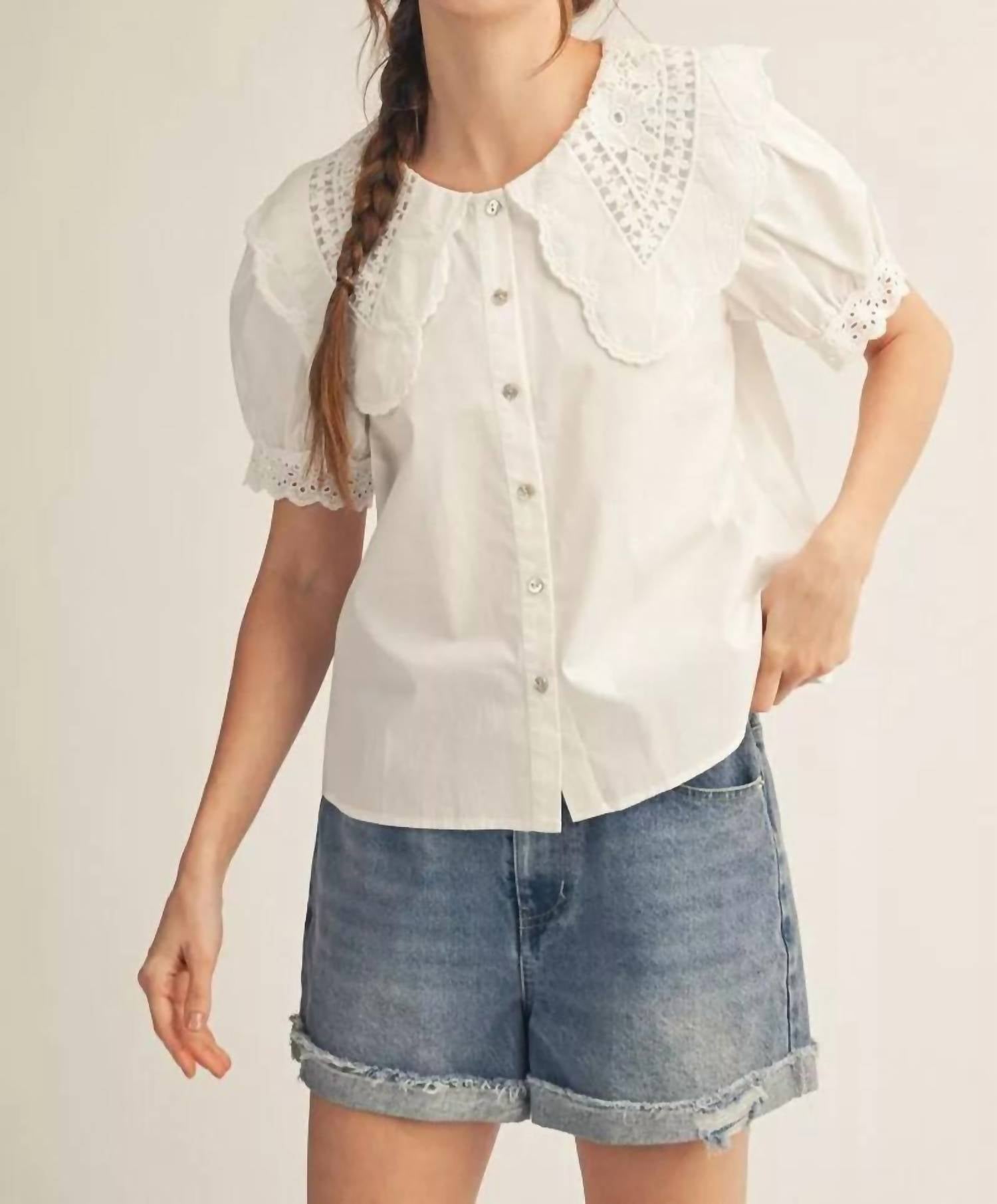 Jodifl - Women's Vintage Darling Lace Collar Top