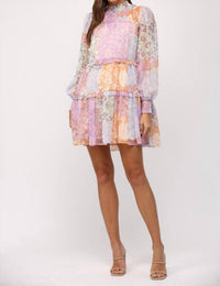 Fate - Patchwork Print Chiffon Mini Dress