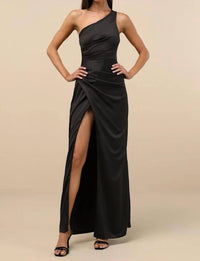 Lulus - Dreaming Of Elegance Satin One-shoulder Maxi Dress